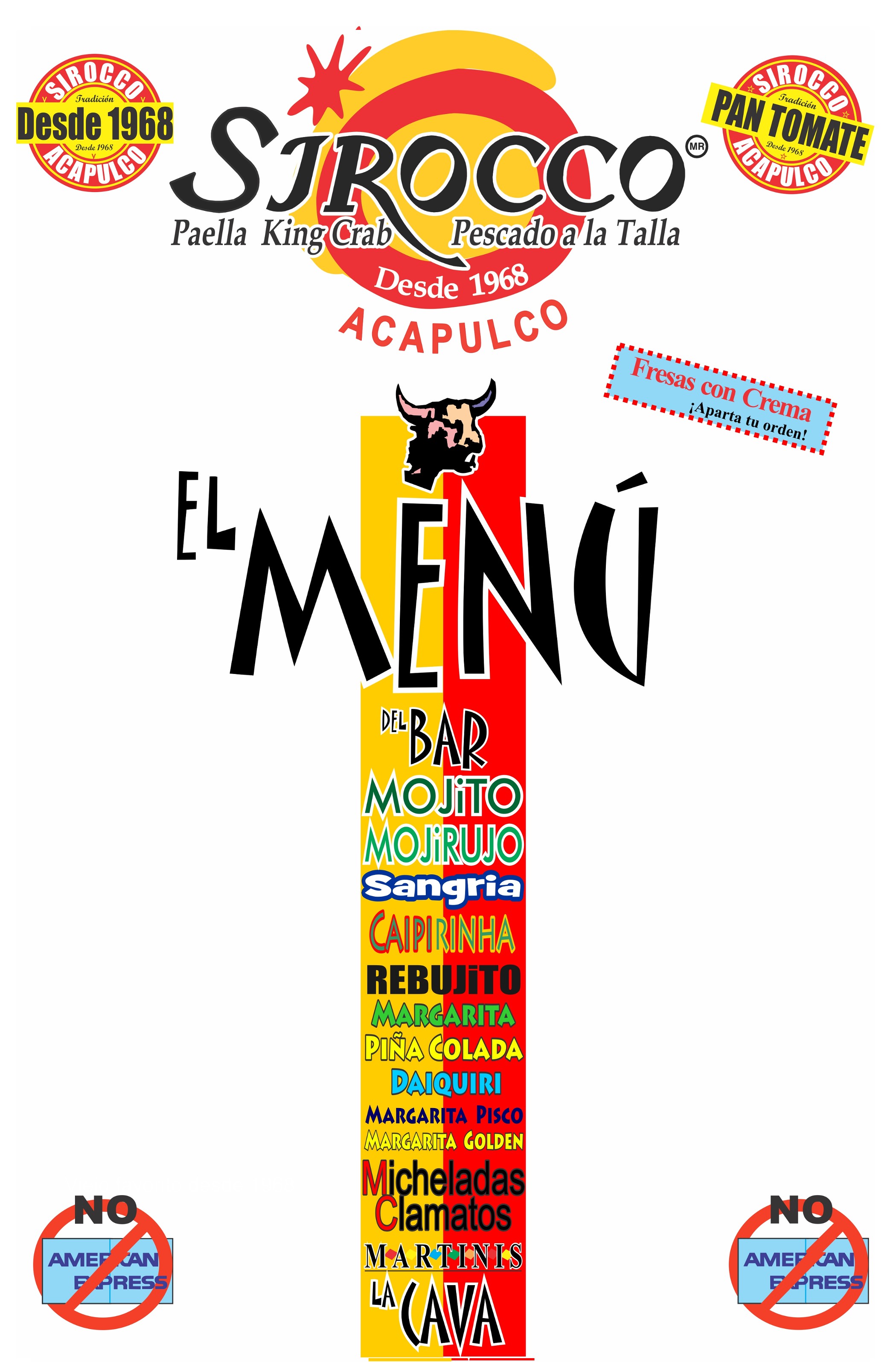 Menú Sirocco Acapulco en Español